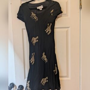 Jessica Howard Giraffe Print Dress Cap Sleeve Crew Neck